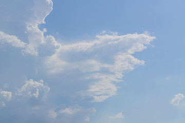 blue sky with white fluffy clouds, nature background