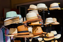 Colourful Hats In A Market