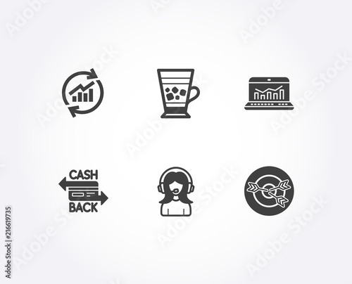 Set Of Update Data Web Analytics And Cashback Card Icons Support