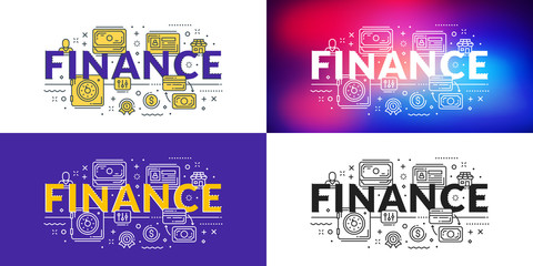 Wall Mural - finance. flat line illustration concept for web banner and printed materials. vector illustration in