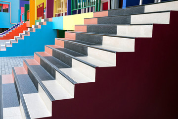 Colorful stairs of the building vacation homes.