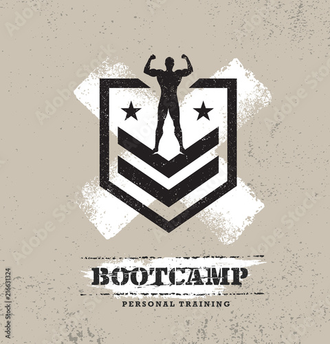 Fotografie, Obraz Fitness Body Training Extreme Sport Outdoor Bootcamp Rough Vector Concept