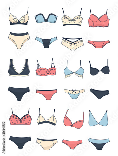 Cuadros en Lienzo Lingerie, different models in blue, beige, black and coral colours, sexy and cas