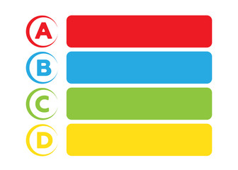 Background with four choices ABCD. Infographic ABCD choices