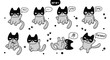 Cute cartoon cats with different emotions.