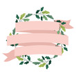 © Grgroup - crown leafs and ribbon circular frame vector illustration design
