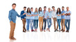© Viorel Sima - relaxed young casual man recommends his team