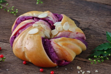 Wall Mural - delicious handmade bread food on old wooden background