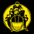 Group of American football player, Sportsman action, sport concept graphic vector.