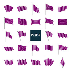 Wall Mural - waving the purple flag on a white background