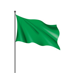Wall Mural - waving the green flag on a white background