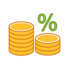 Sticker - Coin stack with percent color icon