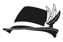 Black And White German Feather Hat Silhouette