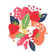 Strawberries on abstract background. Vector illustration.