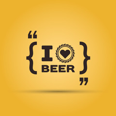 I love beer quotation mark speech bubble on yellow