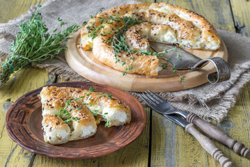 Spiral phyllo pie with feta