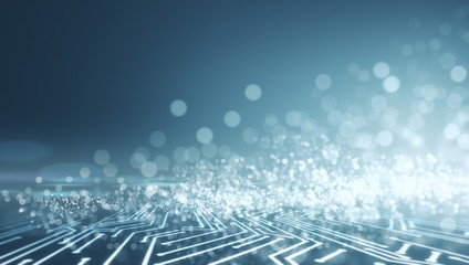 Poster - Abstract glowing blurry circuit background