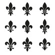 Set of emblems Fleur de Lys symbols.