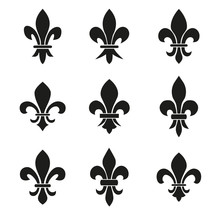 Set Of Emblems Fleur De Lys Symbols.