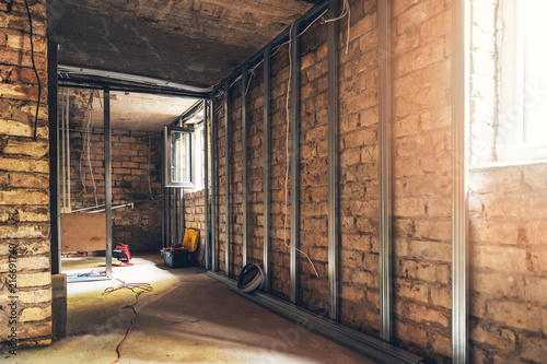 Fotomural old basement renovation in process