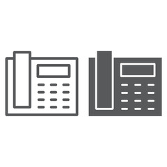 Fototapete - Office phone line and glyph icon, office and communication, telephone sign, vector graphics, a linear pattern on a white background, eps 10.