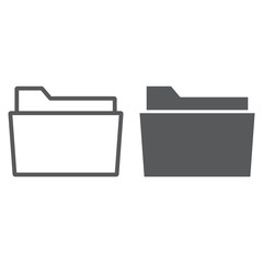 Poster - Folder line and glyph icon, office and work, file sign, vector graphics, a linear pattern on a white background, eps 10.