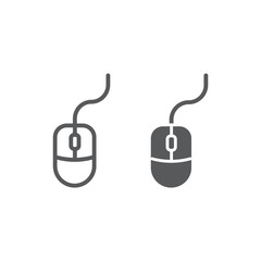 Poster - Mouse line and glyph icon, office and work, computer sign, vector graphics, a linear pattern on a white background, eps 10.