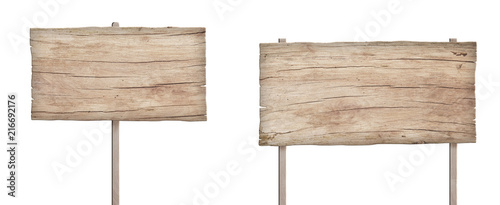 Fotografía old weathered light wood sign isolated on white background 4