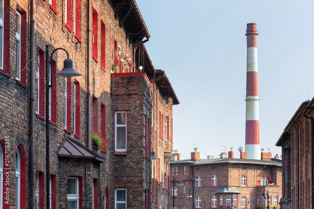 Obraz na płótnie Katowice, Nikiszowiec, Traditional, old buildings of the mining district of Silesia w salonie