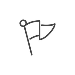 Small waving flag line icon. Start or finish symbol, pointer to the location on map, mark in gps programs. Graphic pictograph. Vector illustration isolated