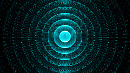Aufkleber - Cosmic galaxy illustration with nebula. Abstract 3d sphere made of points. Galaxy space background. Sphere particles. 3D rendering.