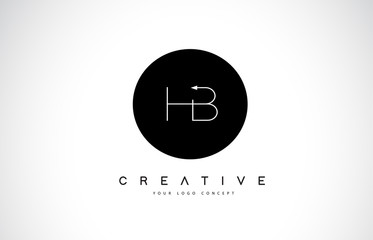 HB H B Logo Design with Black and White Creative Text Letter Vector.