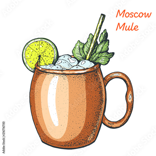 Moscow Mule cocktail illustration. Alcoholic cocktails ...