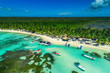 Aerial view of tropical beach island in Dominican Republic