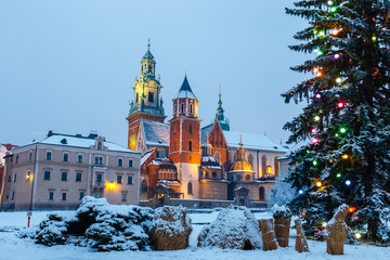 Wawel Castle in Krakow at twilight. Krakow is one of the most famous landmark in Poland