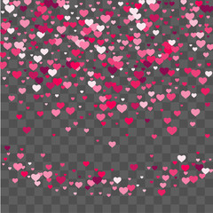 Heart confetti beautifully fall on the background