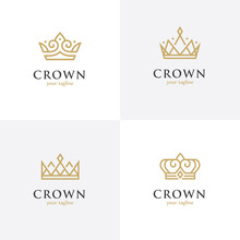 Four Linear Crown Icons