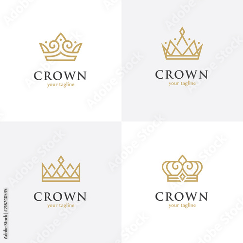 Four linear crown icons Poster Mural XXL