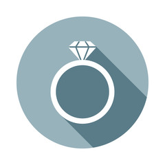 Poster - a ring with a diamondicon in flat long shadow. one of web collection icon can be used for ui/ux