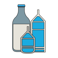 Poster - Milk bottle and boxes vector illustration graphic design