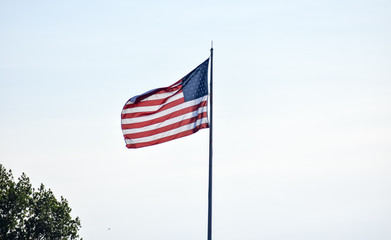 United States Flag waving in the wind. 