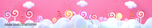 Fotografía Sweet lollipop candy world. 3d rendering picture.
