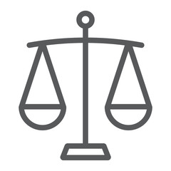 Fototapete - Balance line icon, finance and banking, scale sign, vector graphics, a linear pattern on a white background, eps 10.