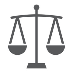 Fototapete - Balance glyph icon, finance and banking, scale sign, vector graphics, a solid pattern on a white background, eps 10.