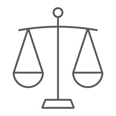 Fototapete - Balance thin line icon, finance and banking, scale sign, vector graphics, a linear pattern on a white background, eps 10.