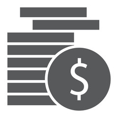 Poster - Coins glyph icon, finance and banking, currency sign, vector graphics, a solid pattern on a white background, eps 10.