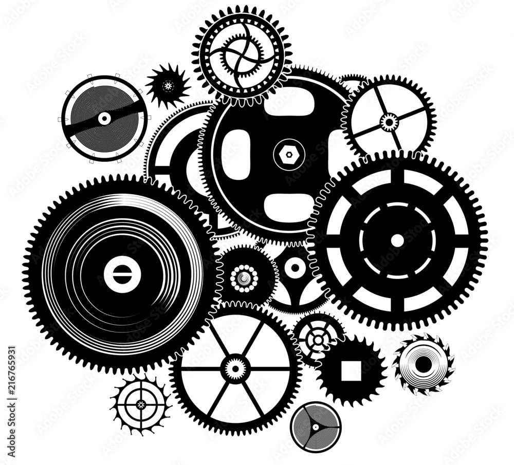 clock work watch time mechanism gears and cogs Stock Vector | Adobe Stock, image size:1000x905