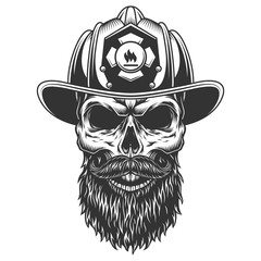 Canvas Print - Skull in the fireman hat