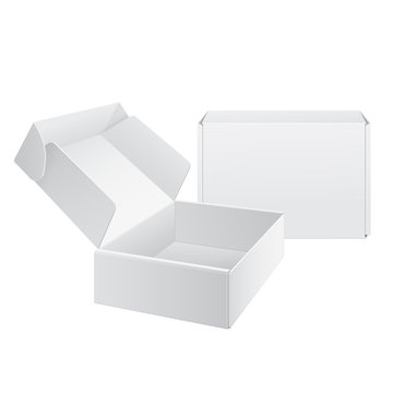 Realistic White Package Cardboard Box