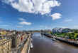 Looking down the Tyne River to the Quayside in Newcastle and Gateshead